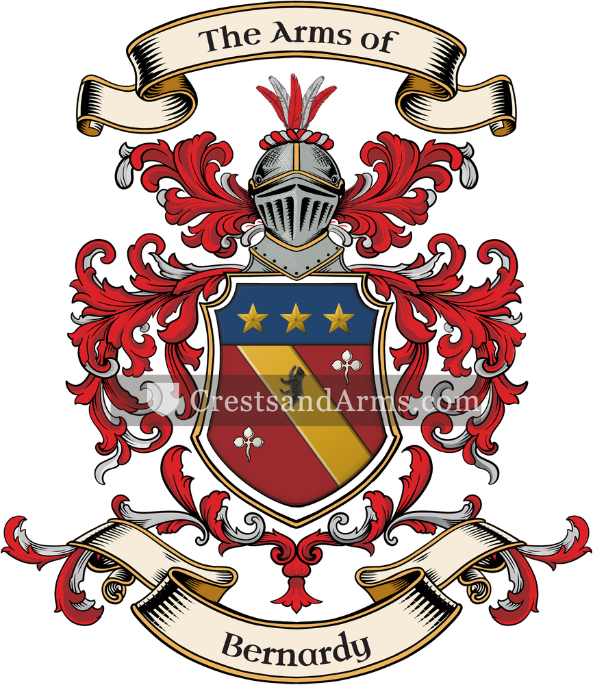 The Bernardy coat of arms, drawn from the recorded blazon