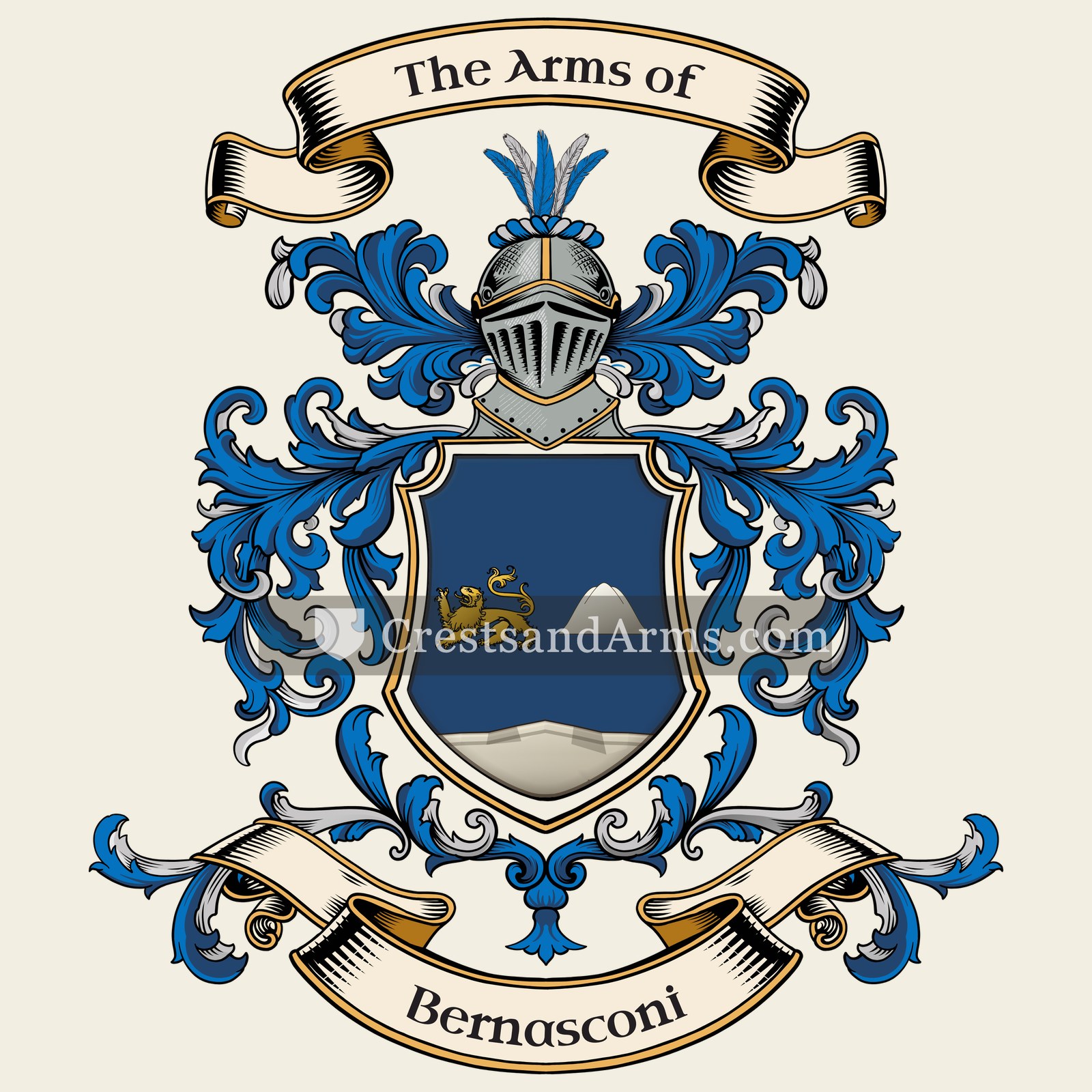 The Bernasconi coat of arms, drawn from the recorded blazon