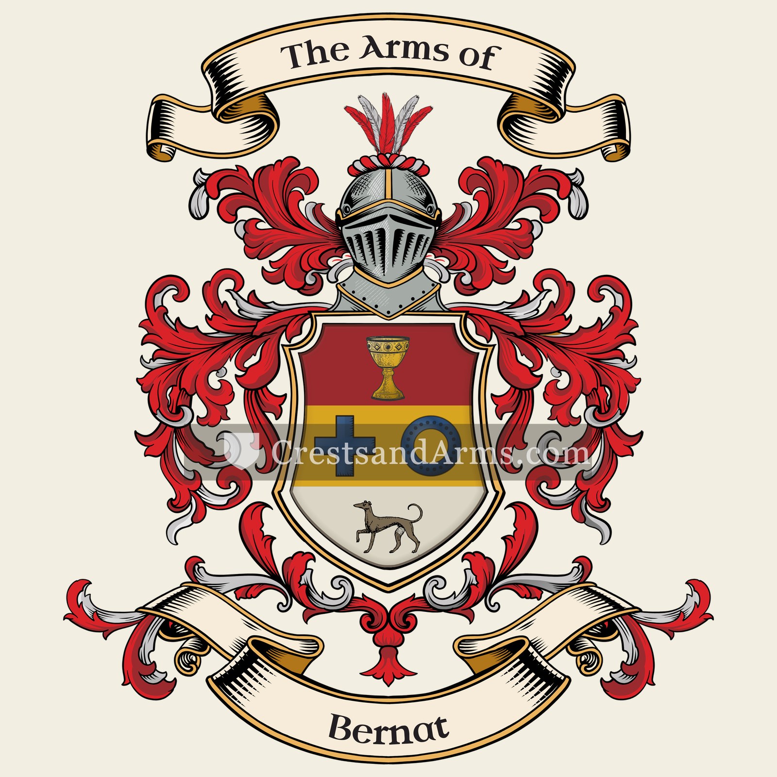 The Bernat coat of arms, drawn from the recorded blazon