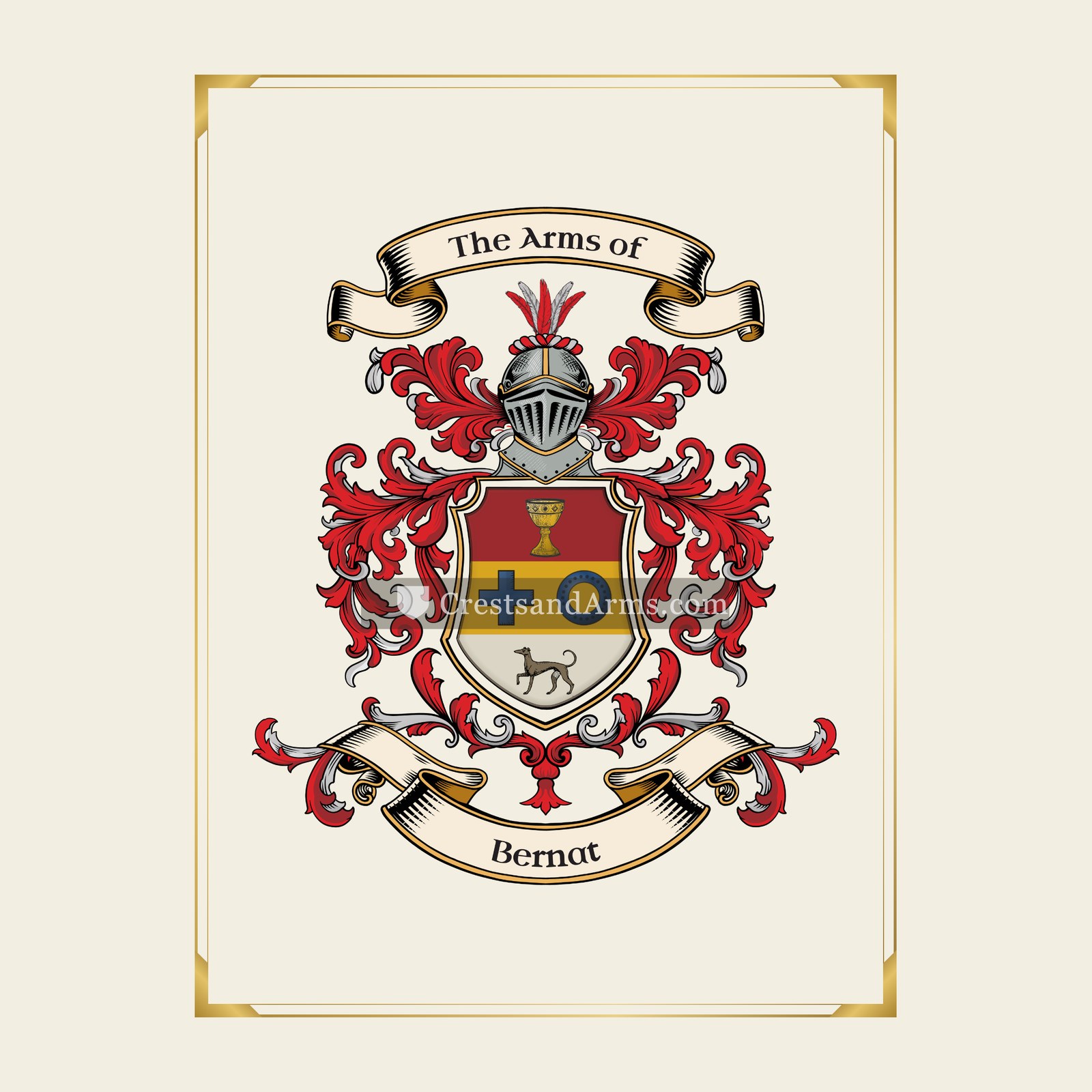 With gold border