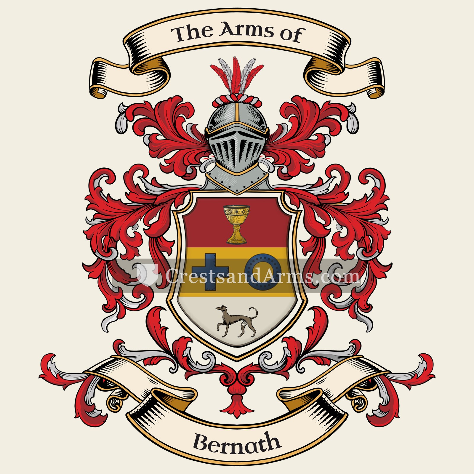 The Bernath coat of arms, drawn from the recorded blazon
