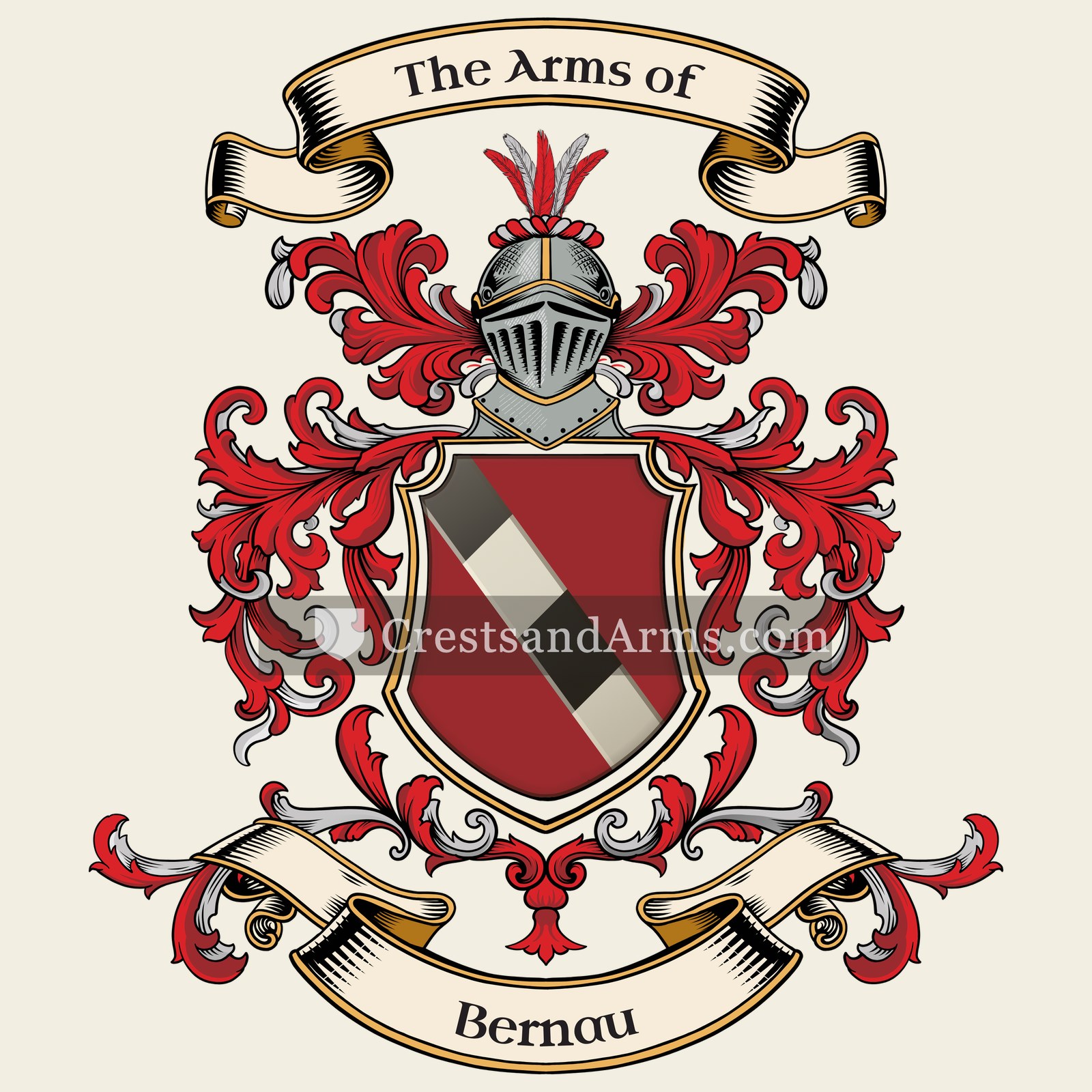 The Bernau coat of arms, drawn from the recorded blazon