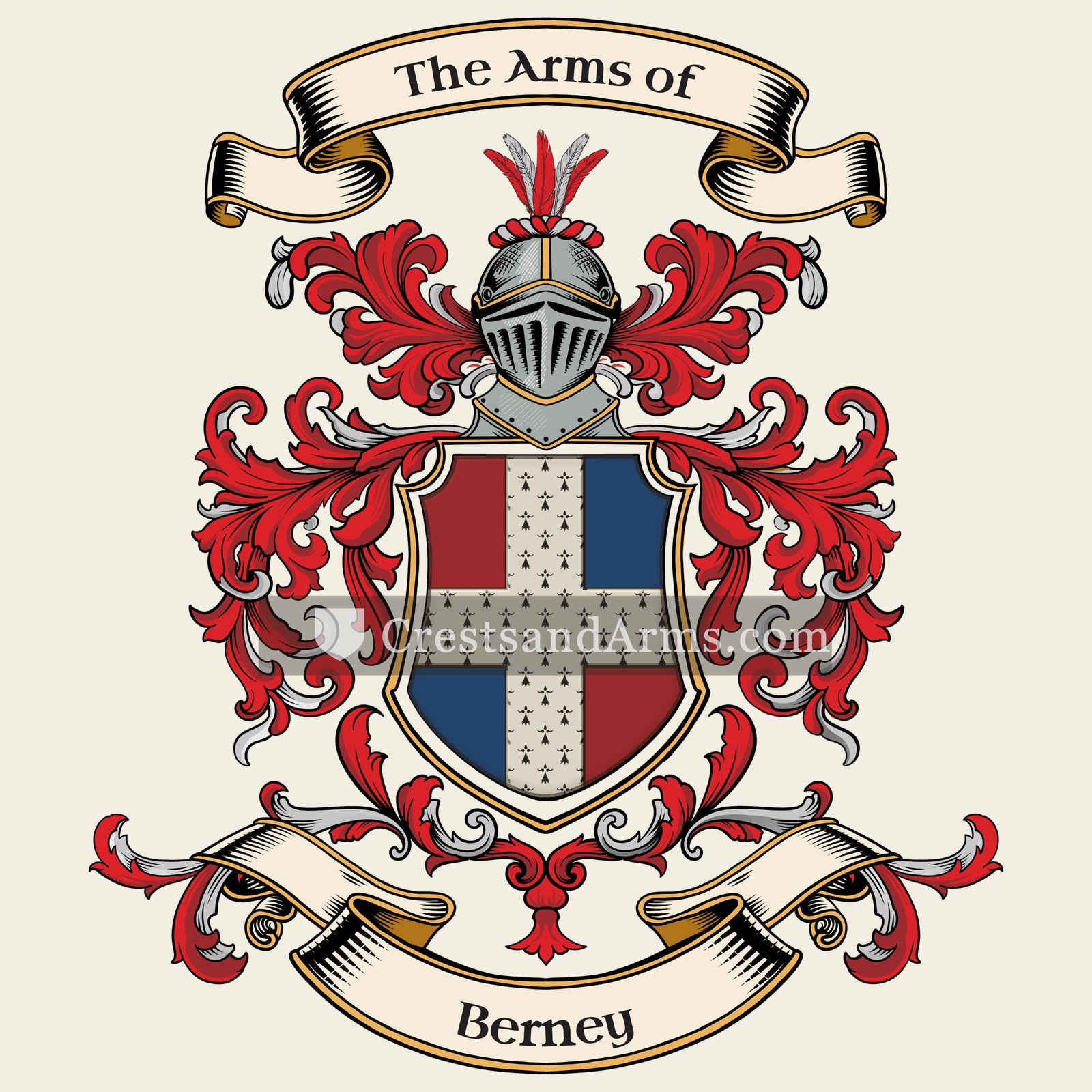 The Berney coat of arms, drawn from the recorded blazon