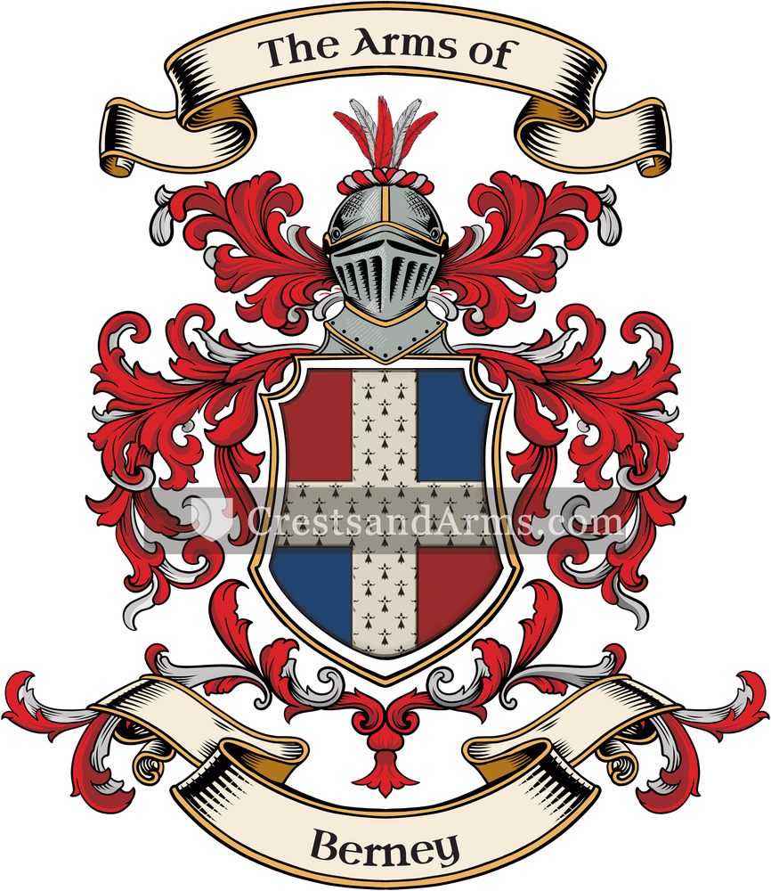 The Berney coat of arms, drawn from the recorded blazon