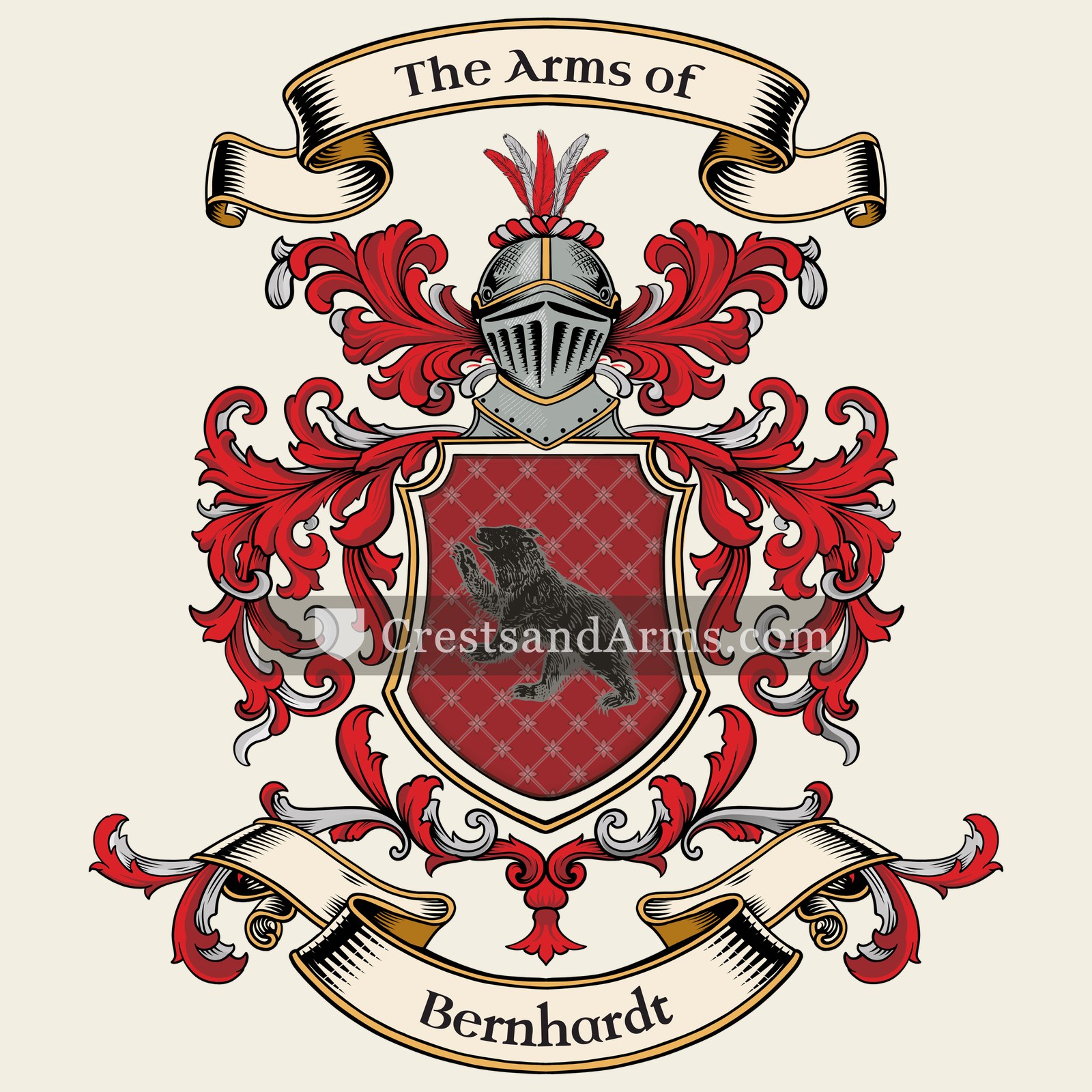 The Bernhardt coat of arms, drawn from the recorded blazon