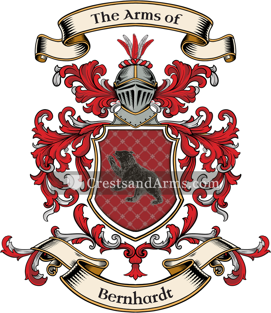 The Bernhardt coat of arms, drawn from the recorded blazon