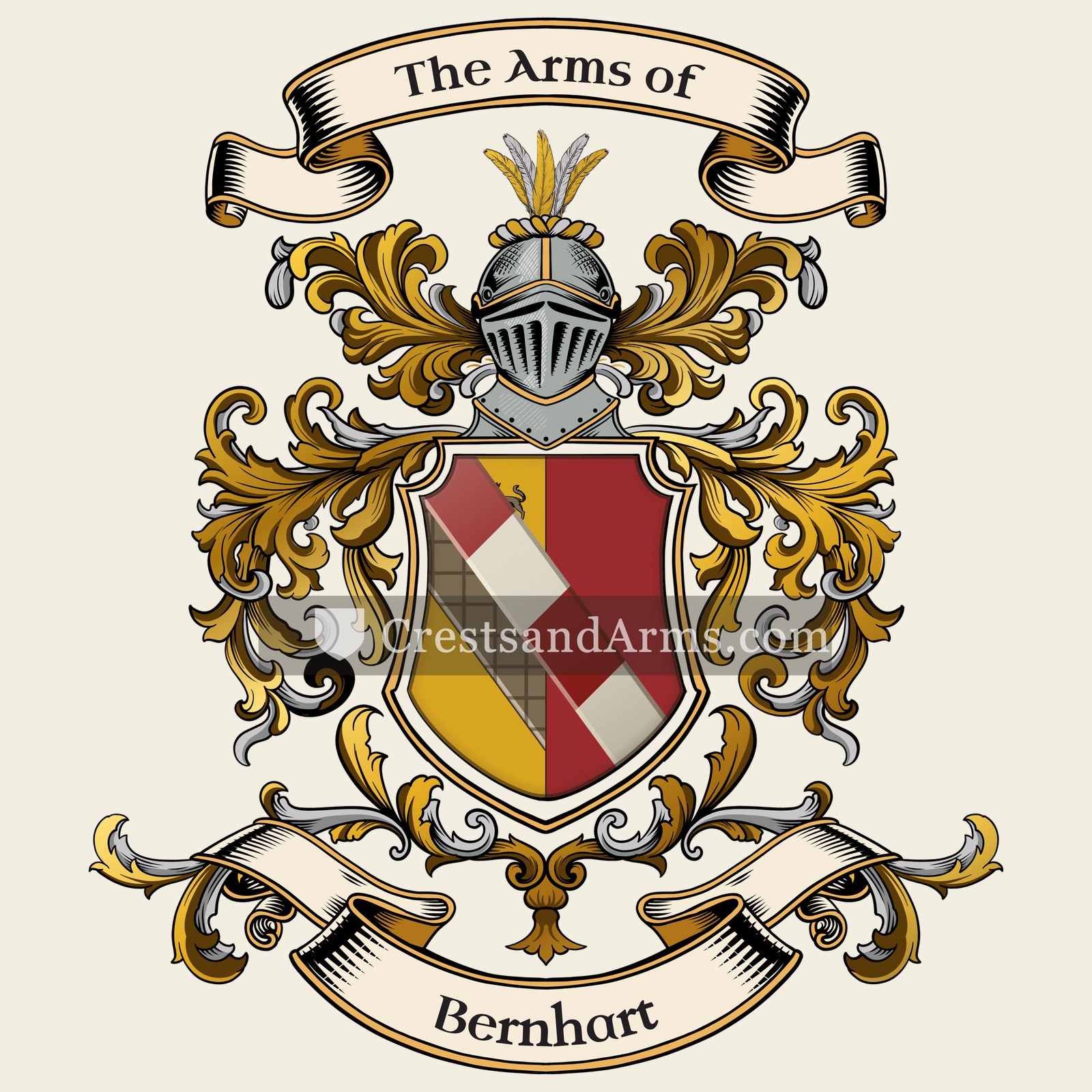 The Bernhart coat of arms, drawn from the recorded blazon