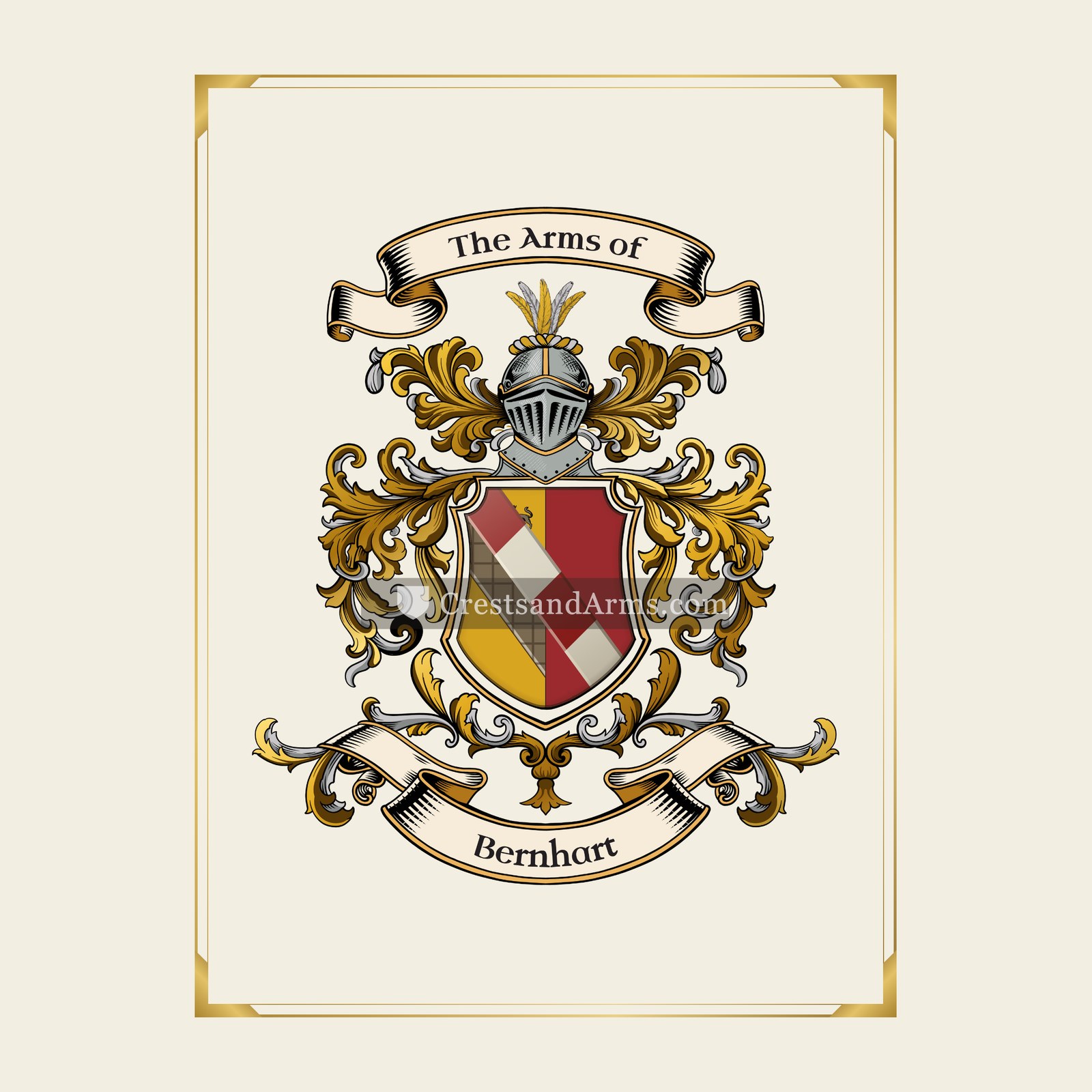With gold border