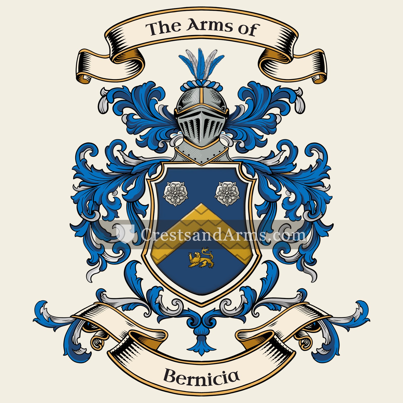 The Bernicia coat of arms, drawn from the recorded blazon