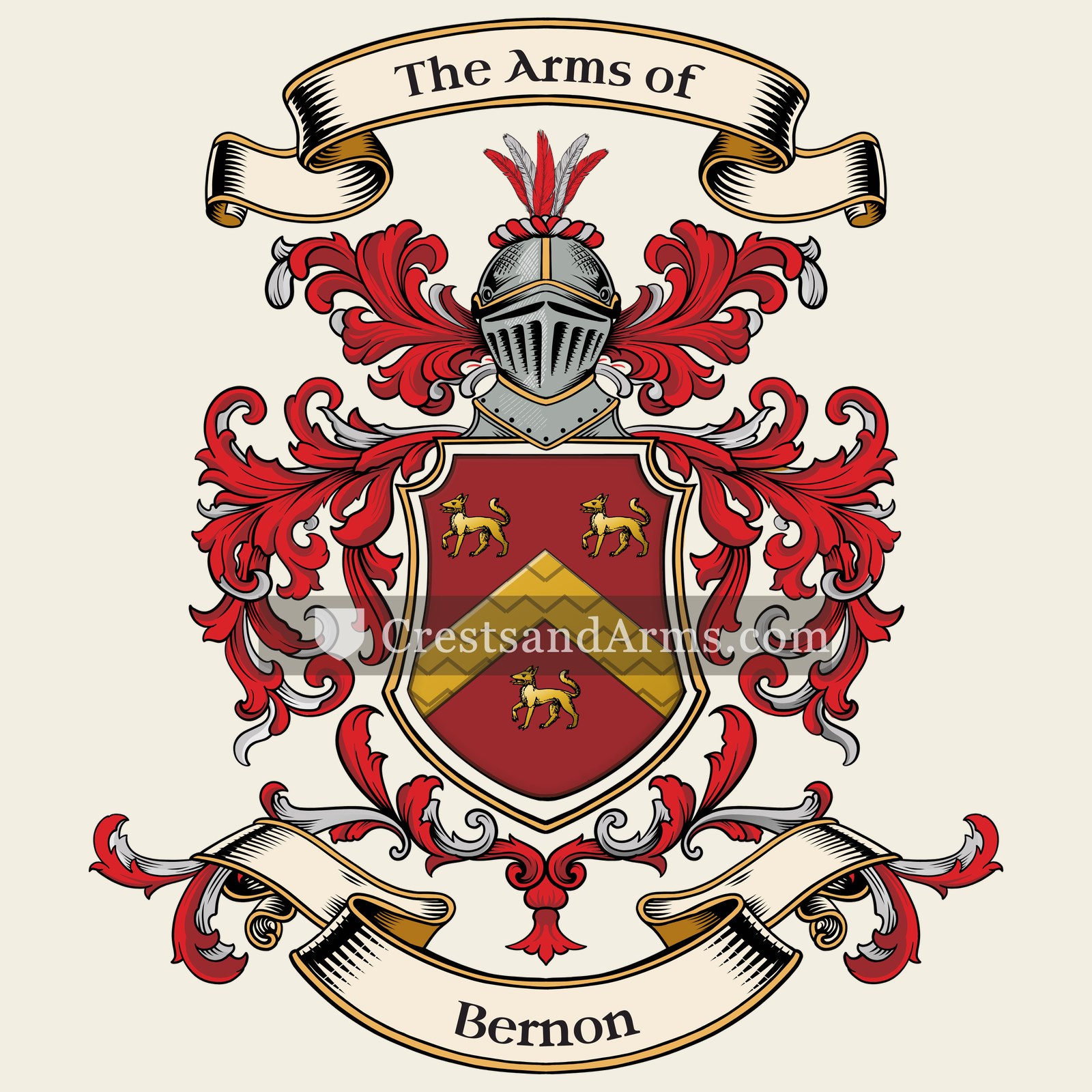 The Bernon coat of arms, drawn from the recorded blazon