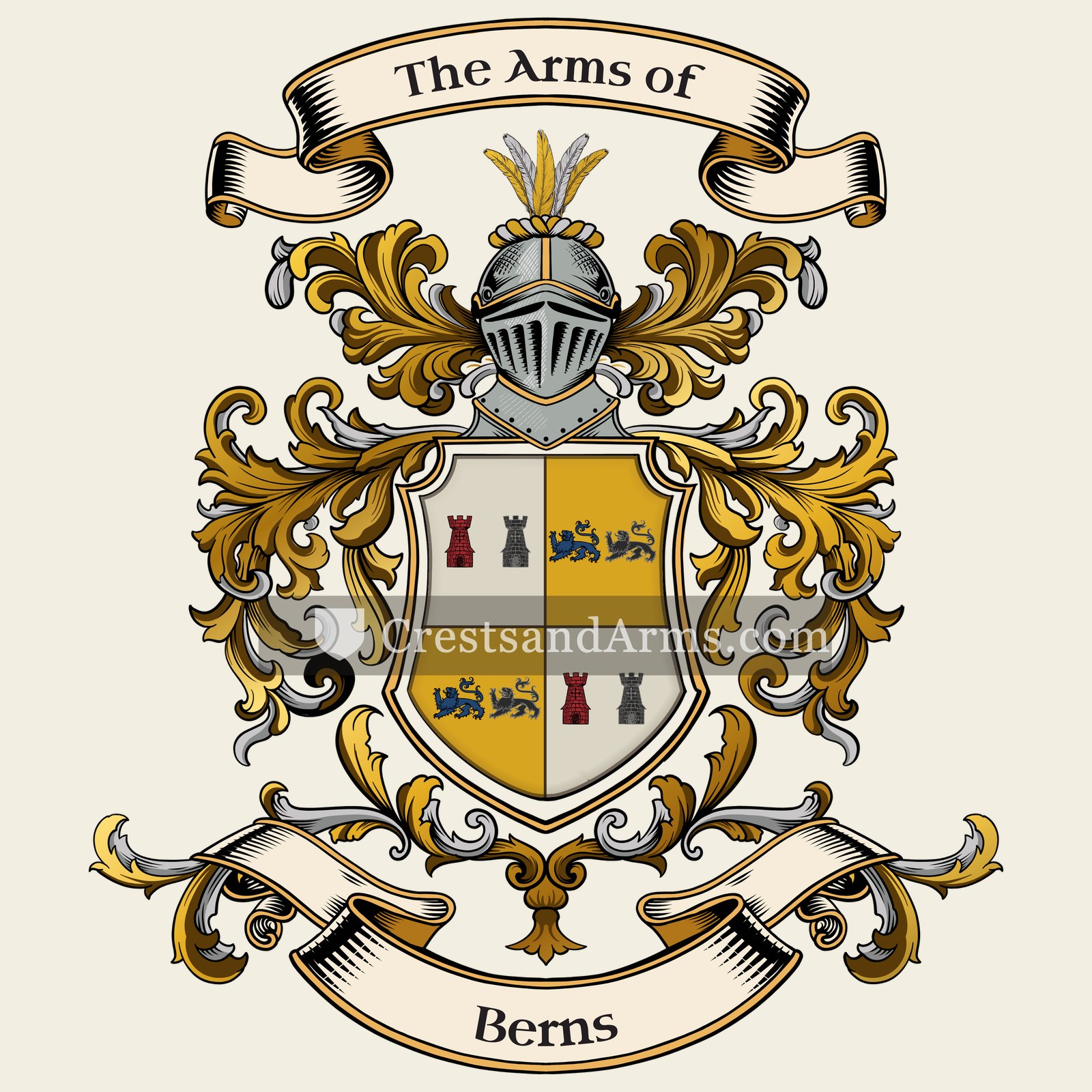 The Berns coat of arms, drawn from the recorded blazon
