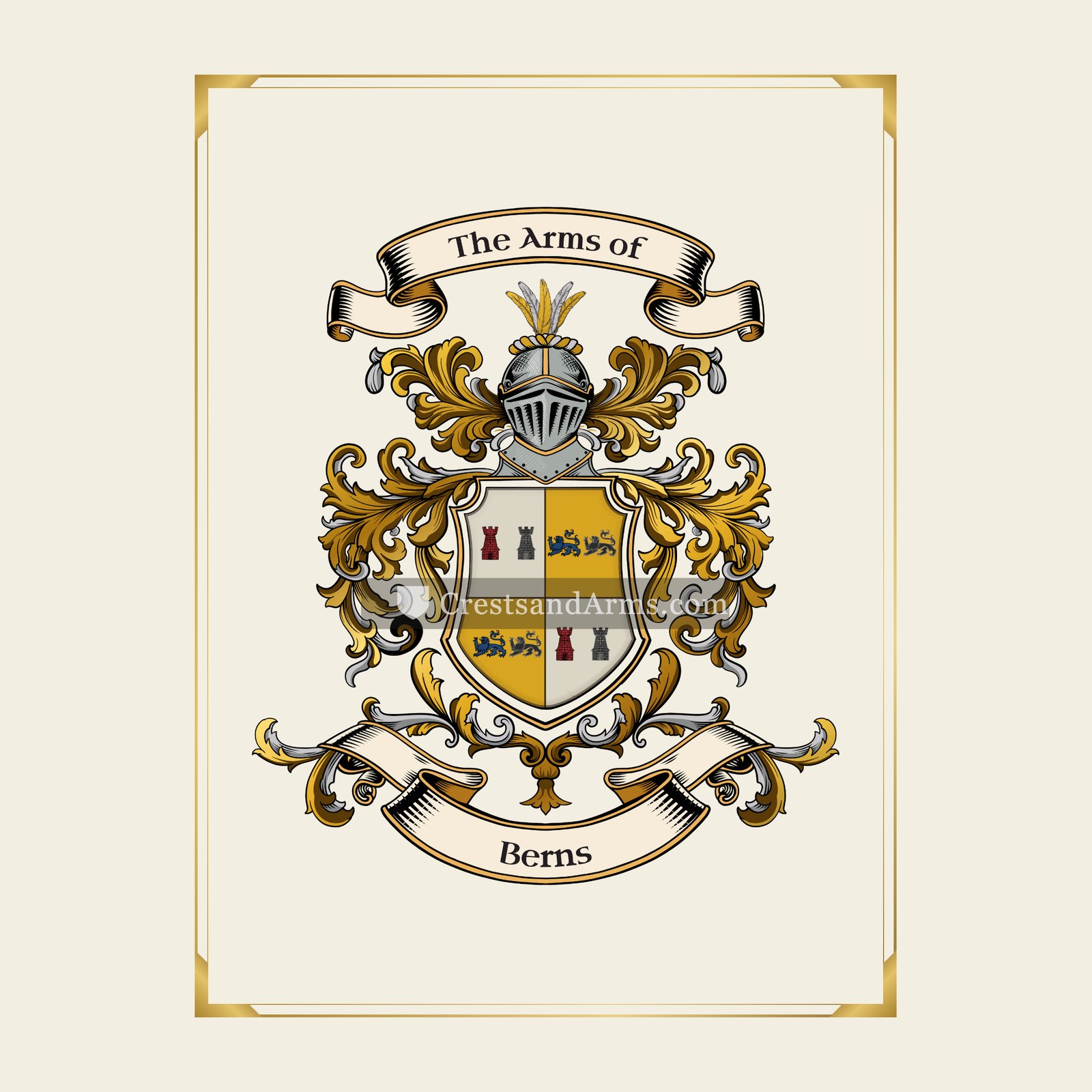 With gold border