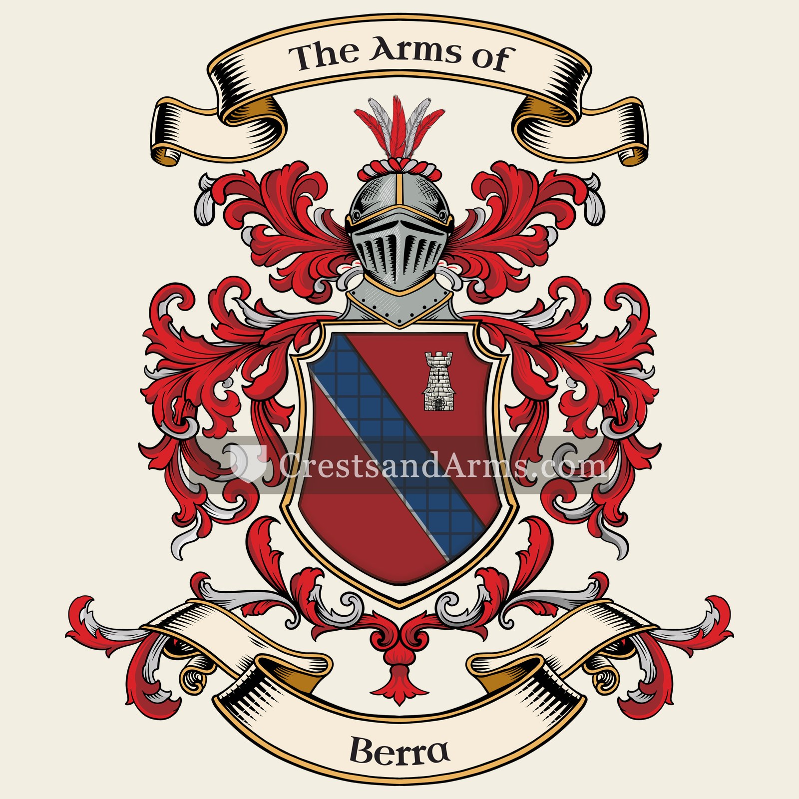 The Berra coat of arms, drawn from the recorded blazon