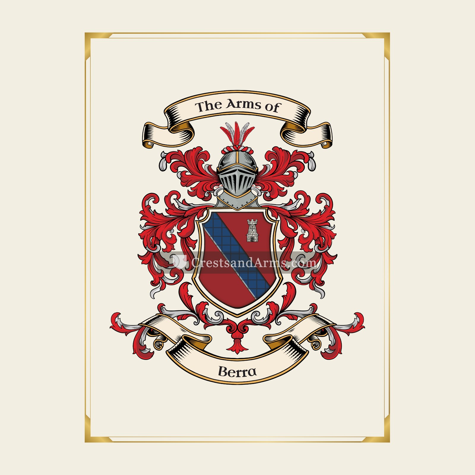 With gold border