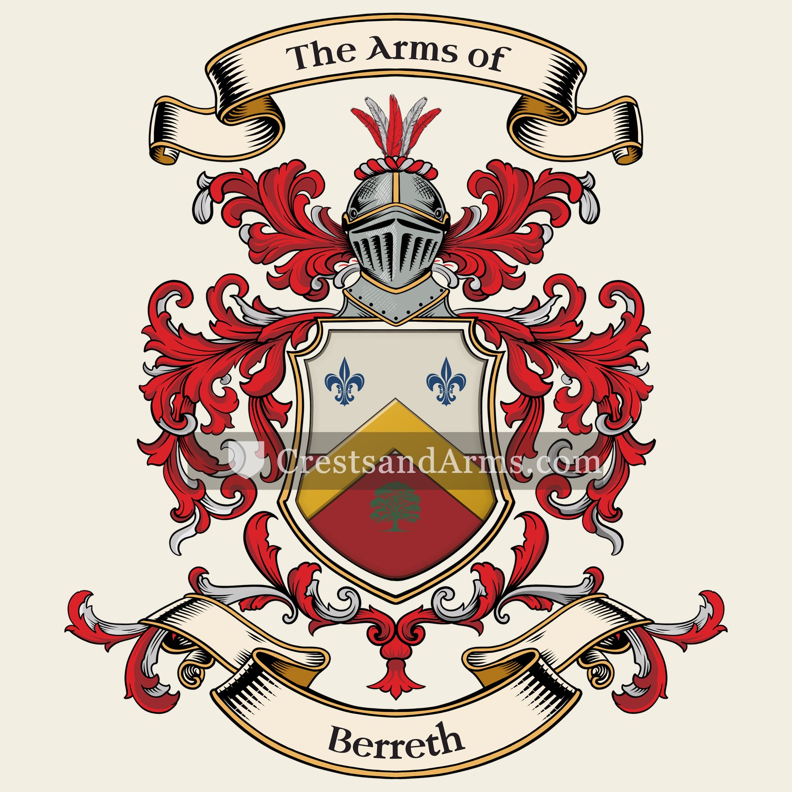 The Berreth coat of arms, drawn from the recorded blazon
