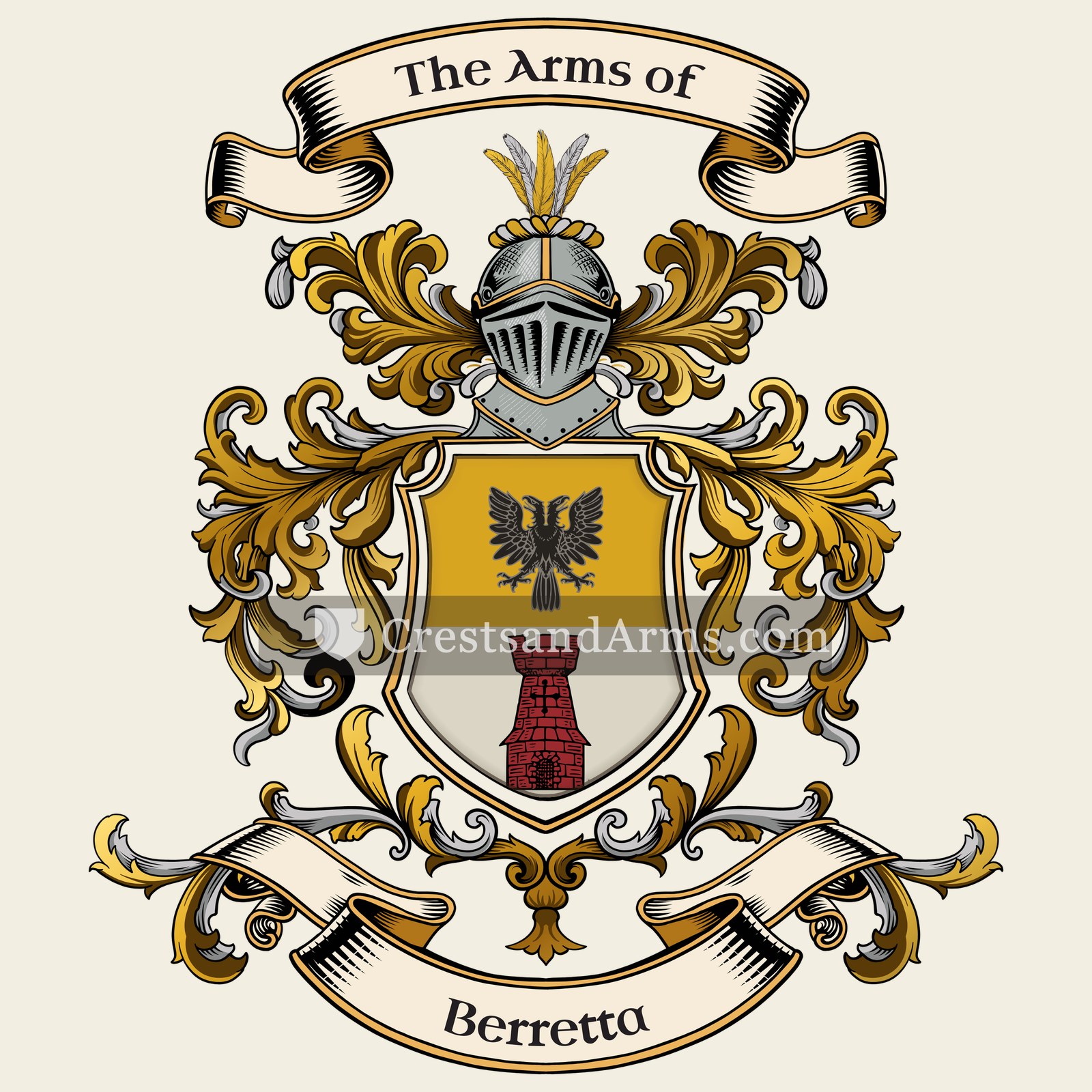 The Berretta coat of arms, drawn from the recorded blazon