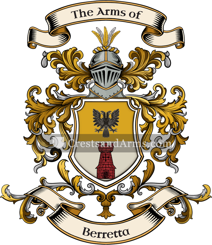 The Berretta coat of arms, drawn from the recorded blazon