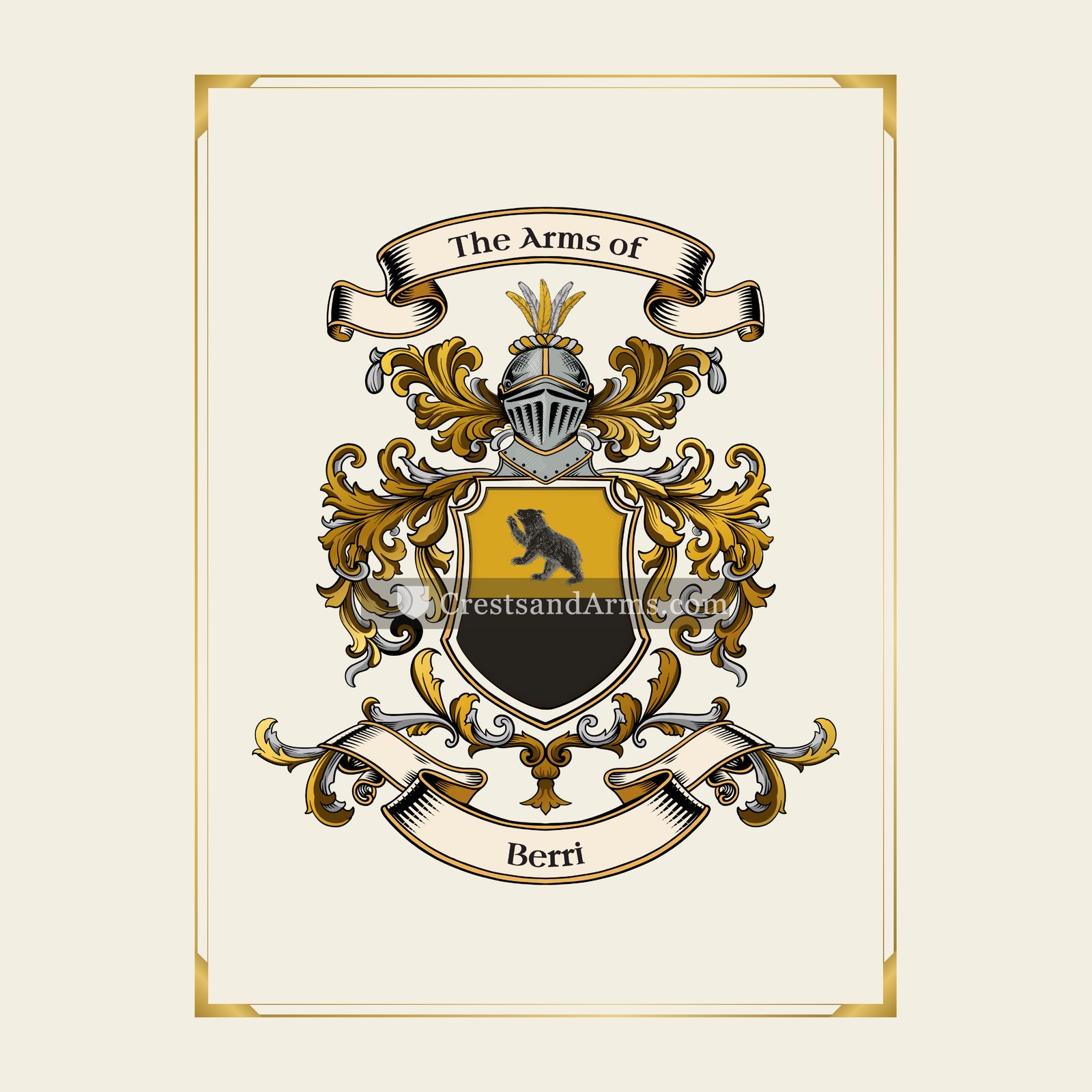 With gold border