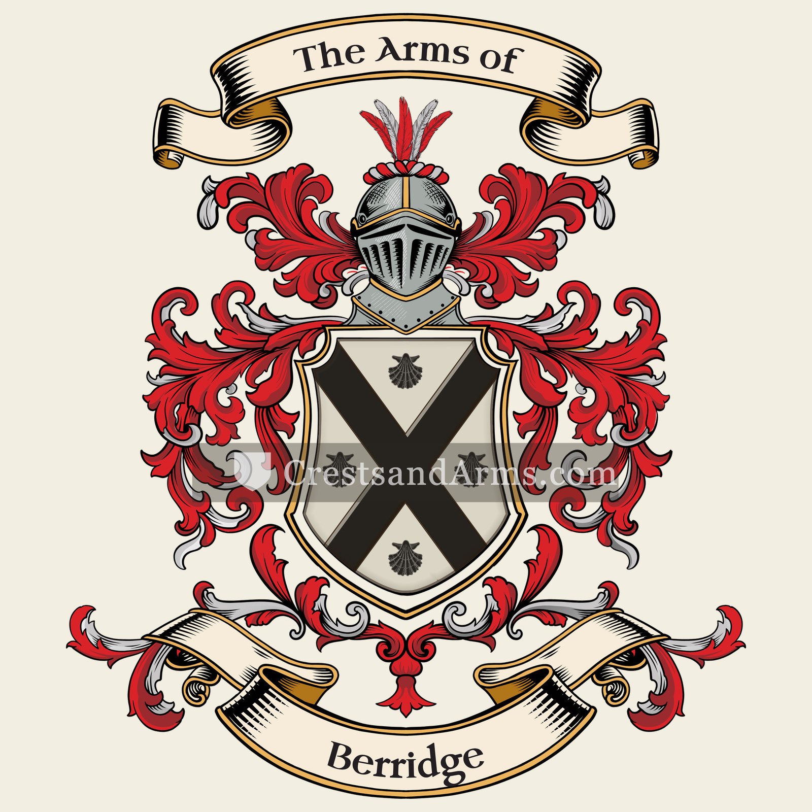 The Berridge coat of arms, drawn from the recorded blazon