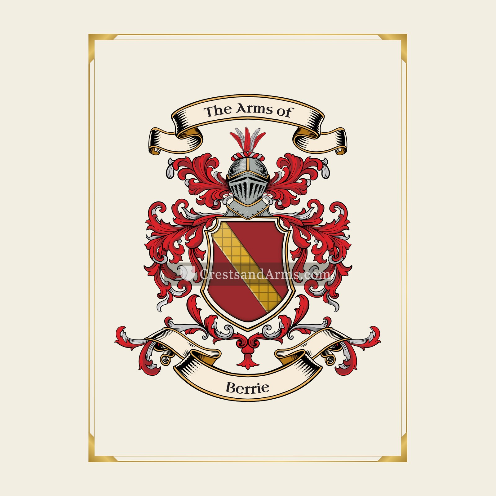 With gold border