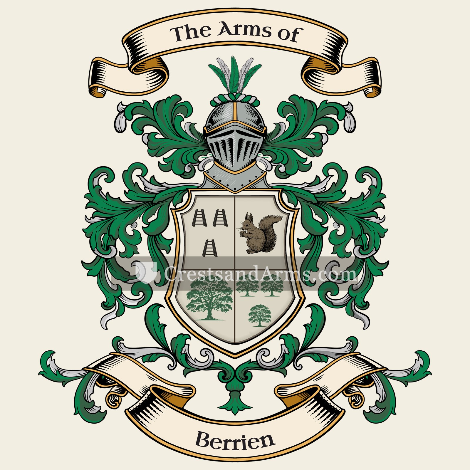 The Berrien coat of arms, drawn from the recorded blazon