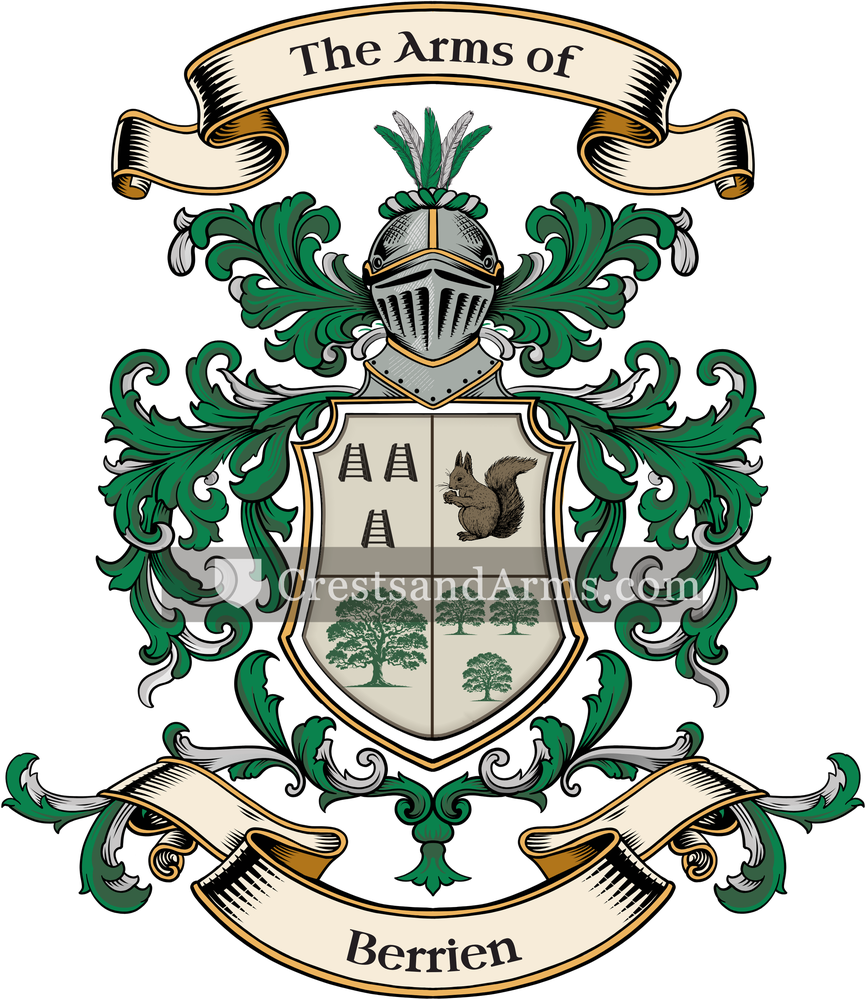 The Berrien coat of arms, drawn from the recorded blazon
