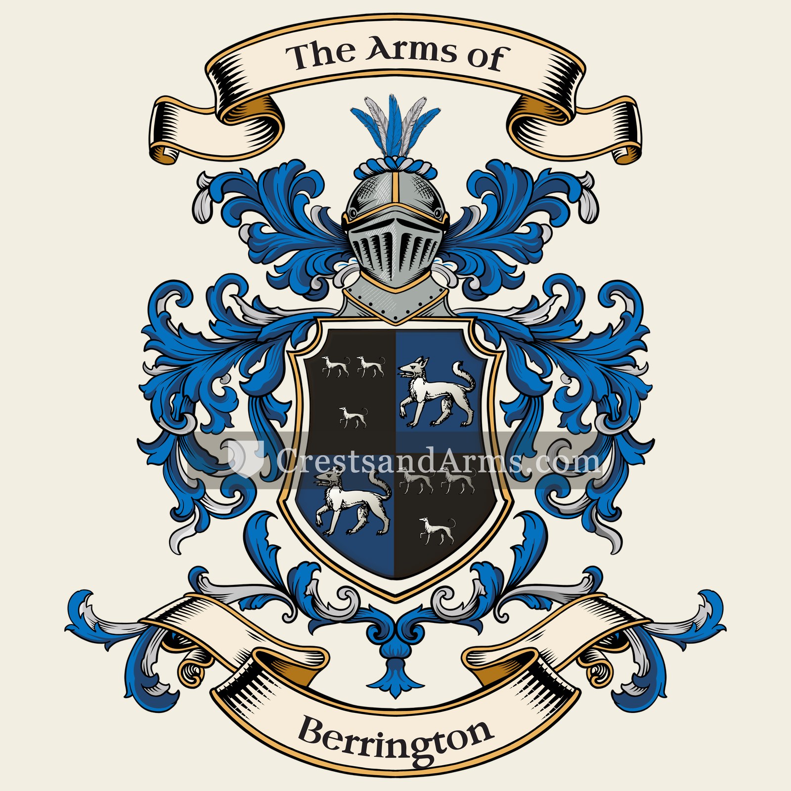 The Berrington coat of arms, drawn from the recorded blazon