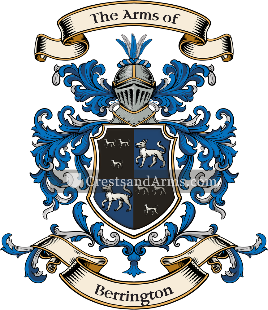 The Berrington coat of arms, drawn from the recorded blazon