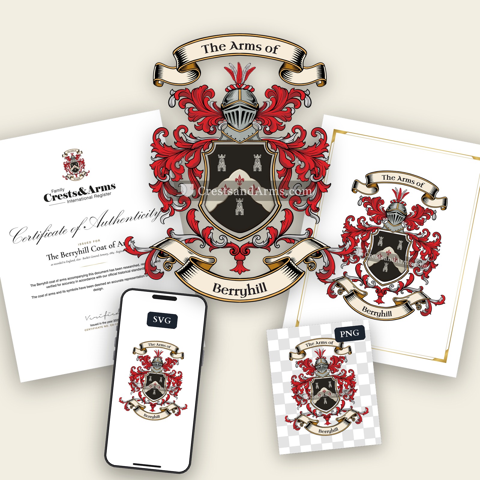 The Berryhill arms on the coat of arms — digital pack