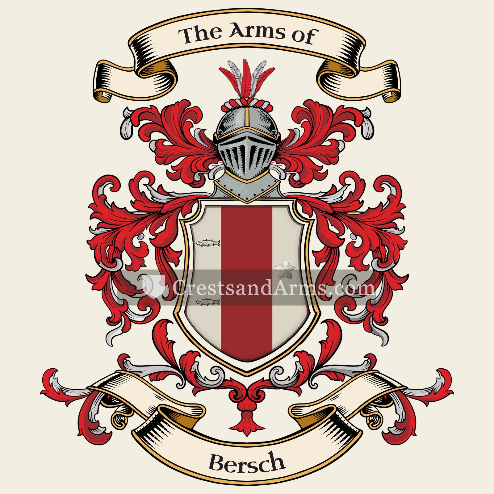 The Bersch coat of arms, drawn from the recorded blazon