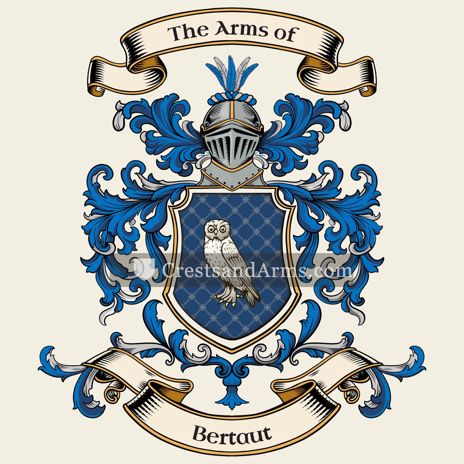 The Bertaut coat of arms, drawn from the recorded blazon