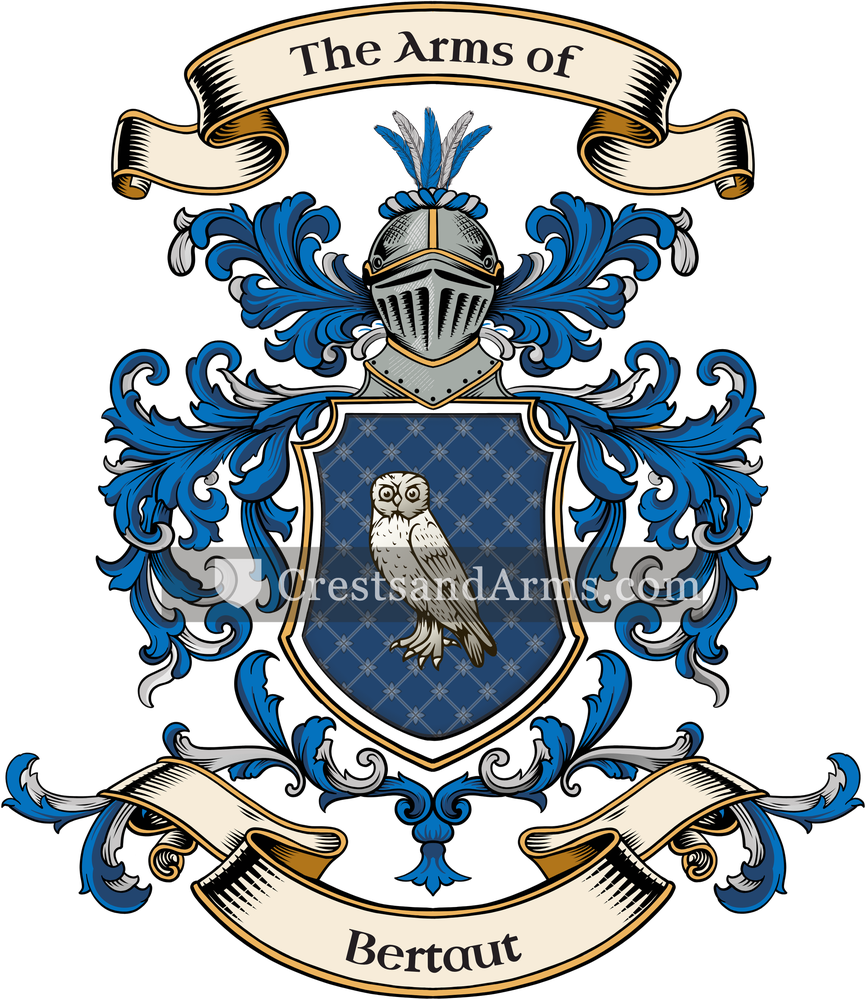The Bertaut coat of arms, drawn from the recorded blazon