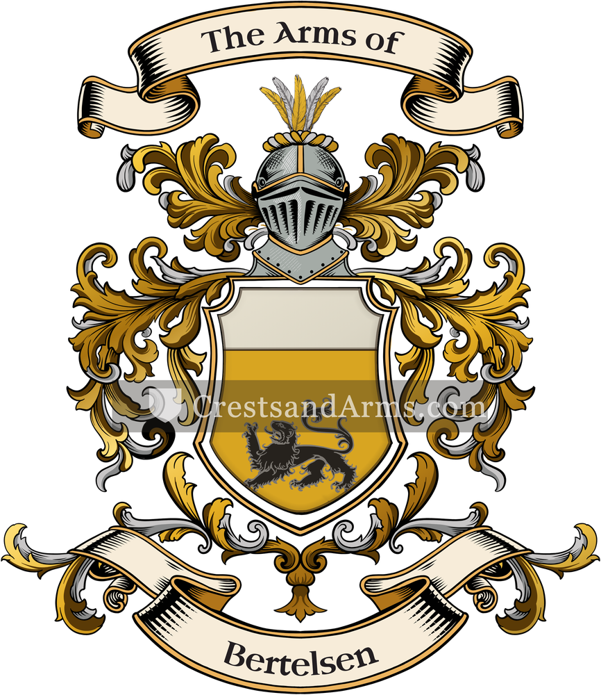 The Bertelsen coat of arms, drawn from the recorded blazon