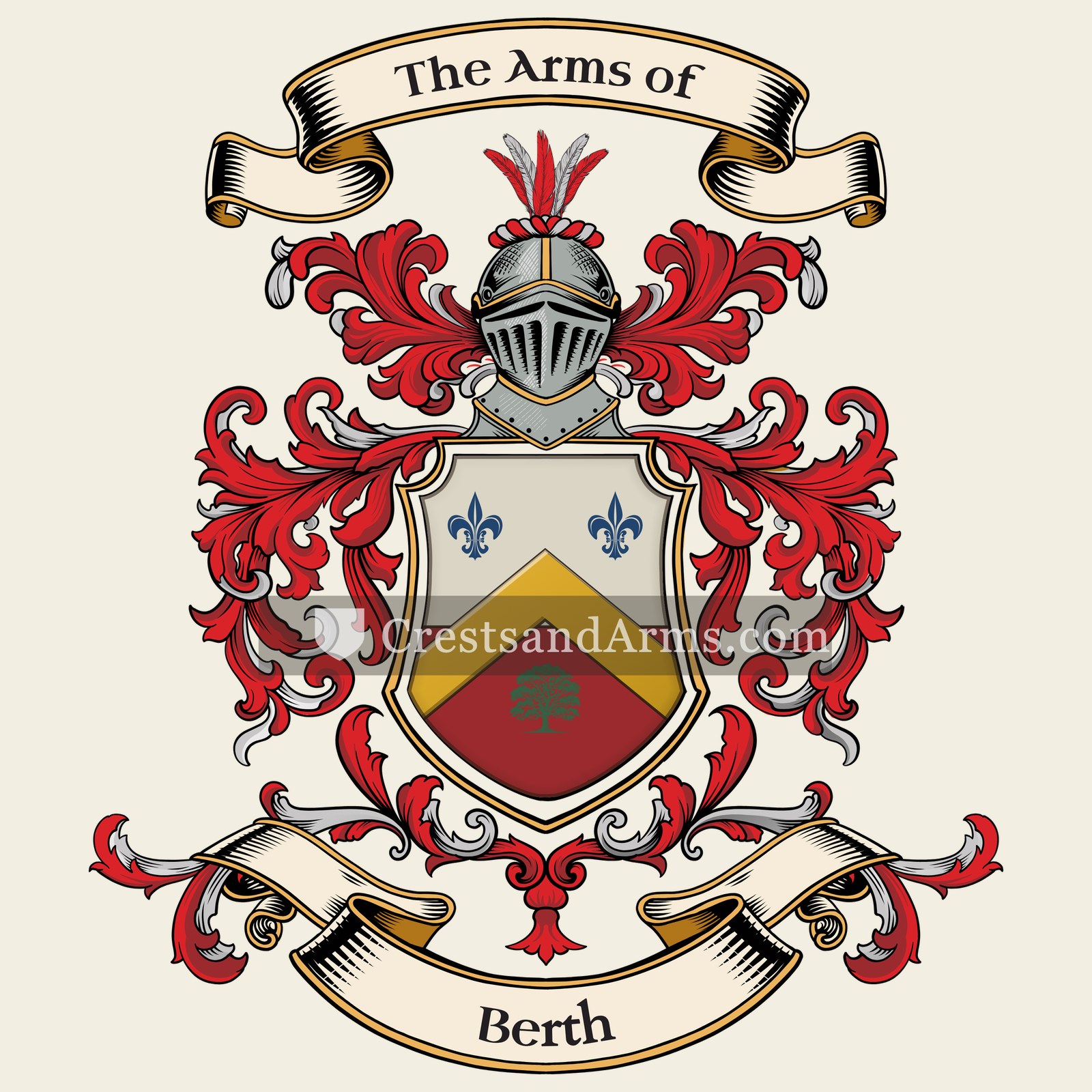 The Berth coat of arms, drawn from the recorded blazon