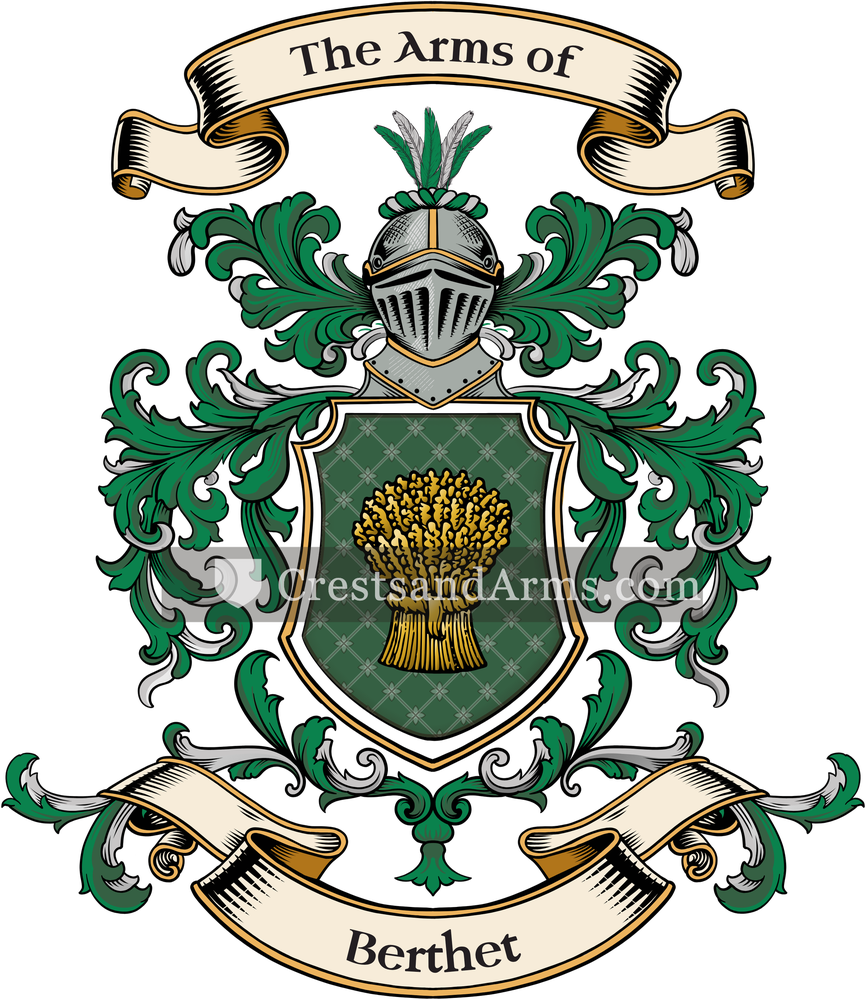 The Berthet coat of arms, drawn from the recorded blazon
