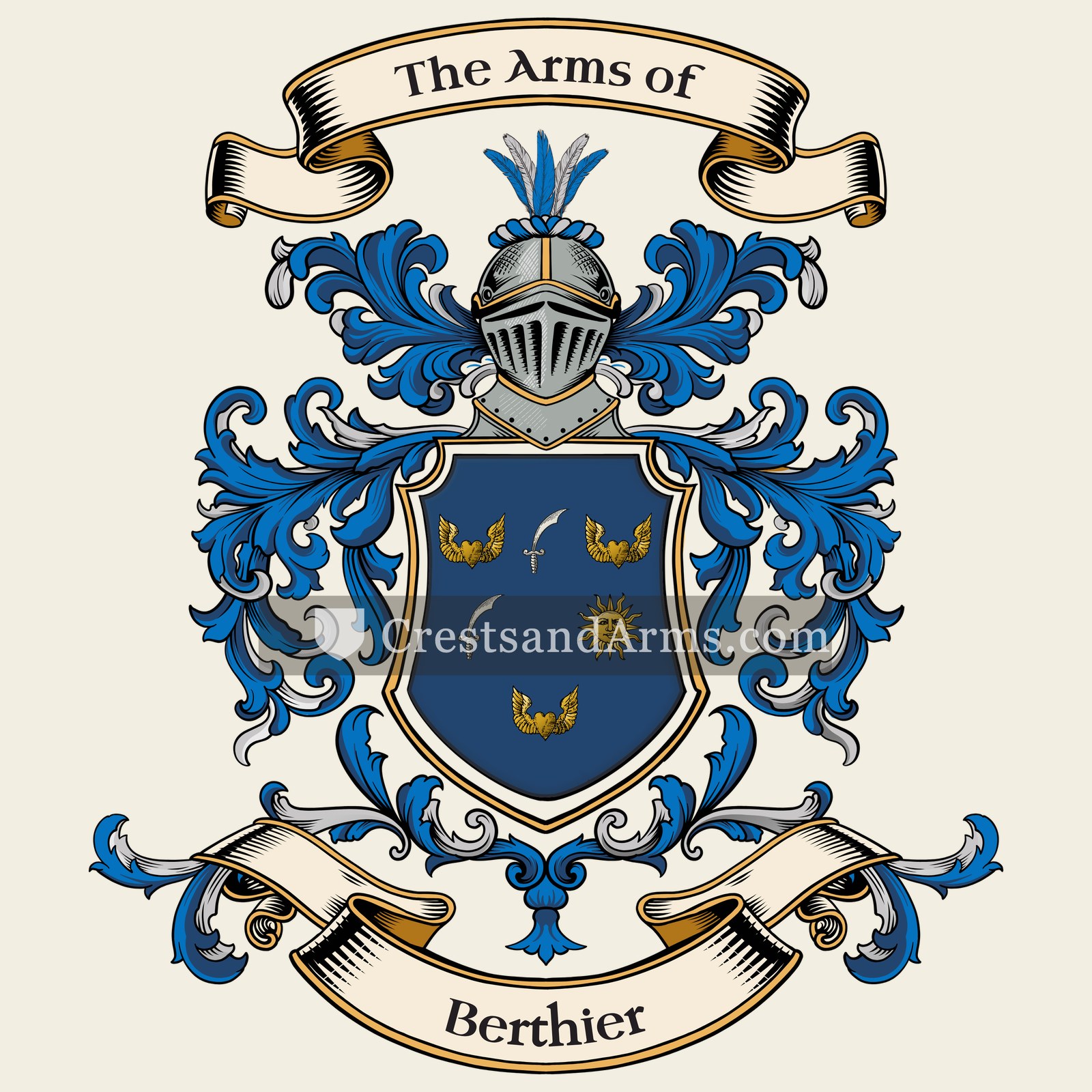 The Berthier coat of arms, drawn from the recorded blazon