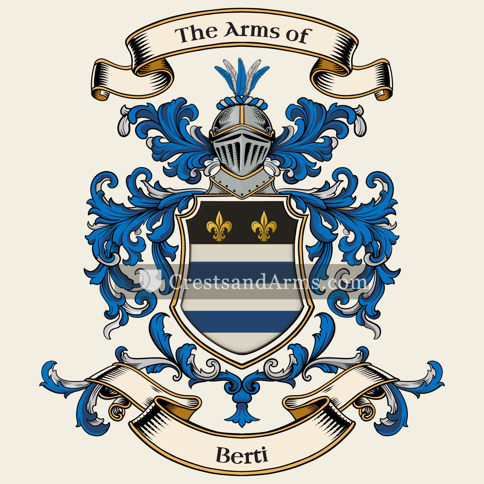 The Berti coat of arms, drawn from the recorded blazon