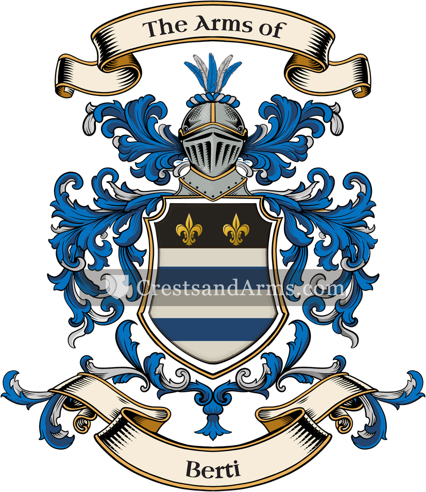 The Berti coat of arms, drawn from the recorded blazon
