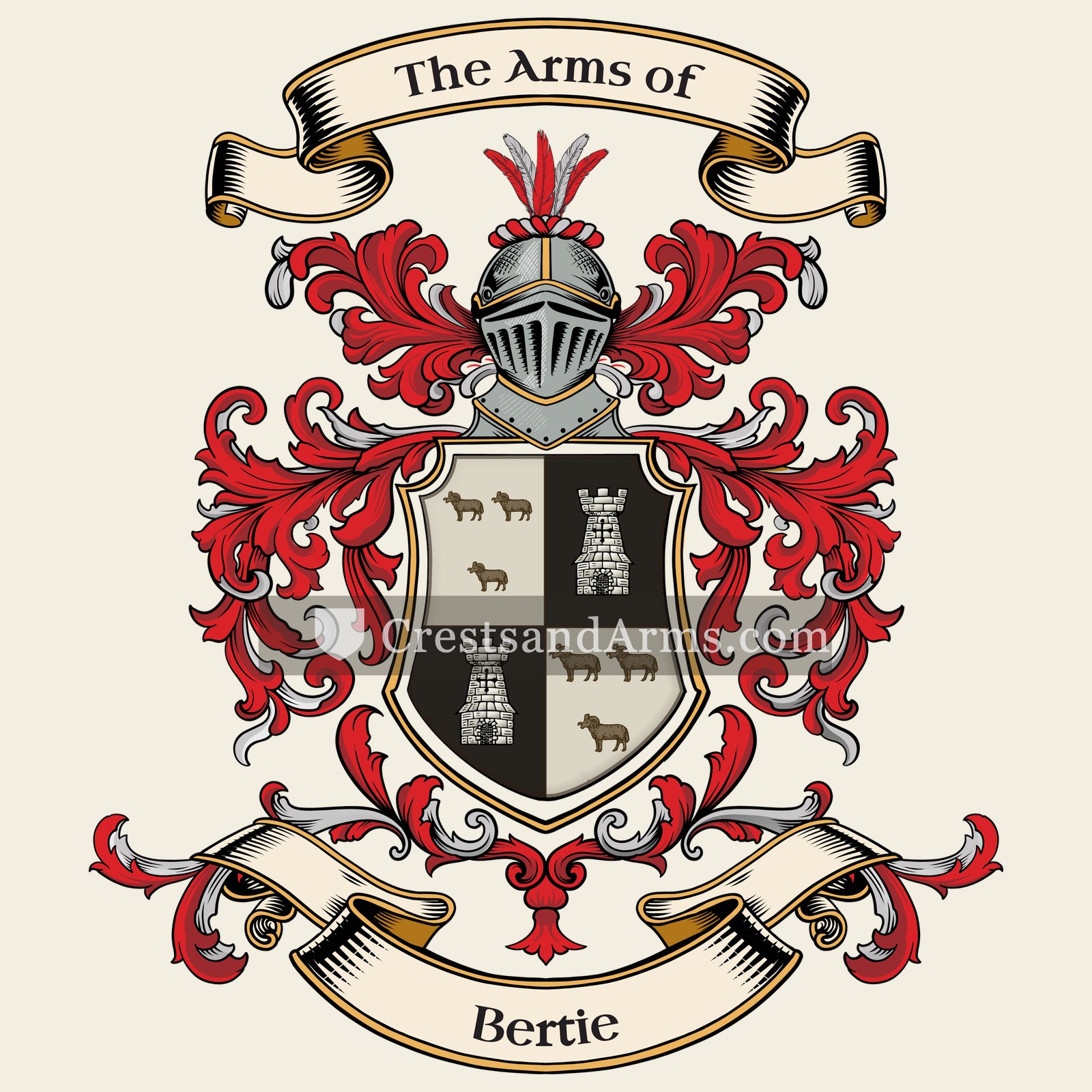 The Bertie coat of arms, drawn from the recorded blazon