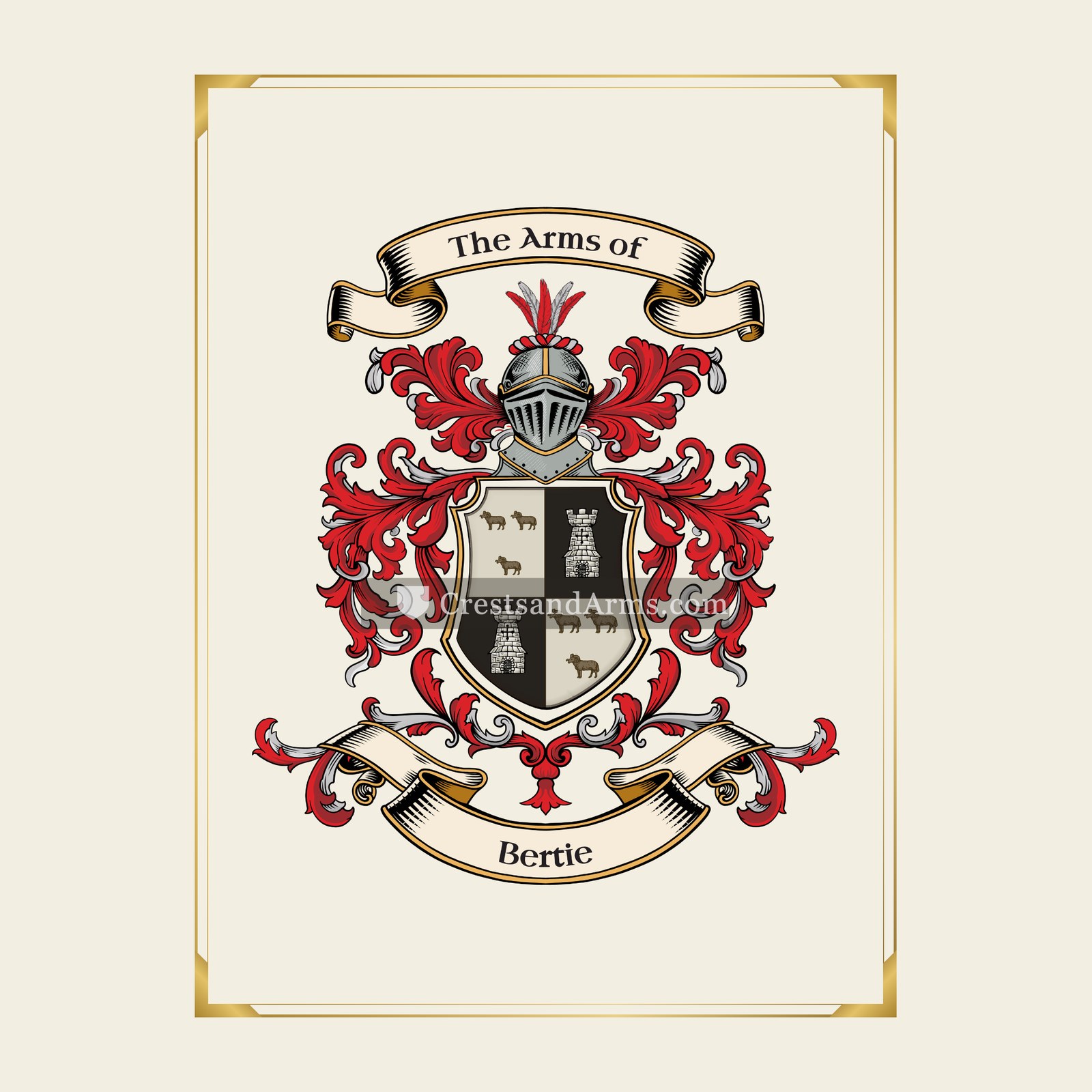 With gold border
