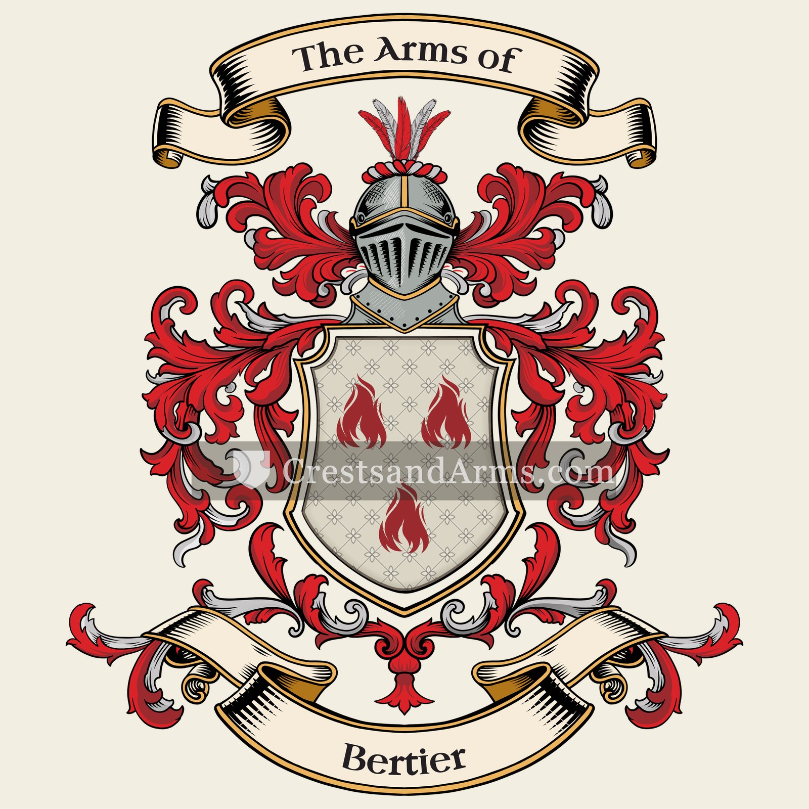 The Bertier coat of arms, drawn from the recorded blazon