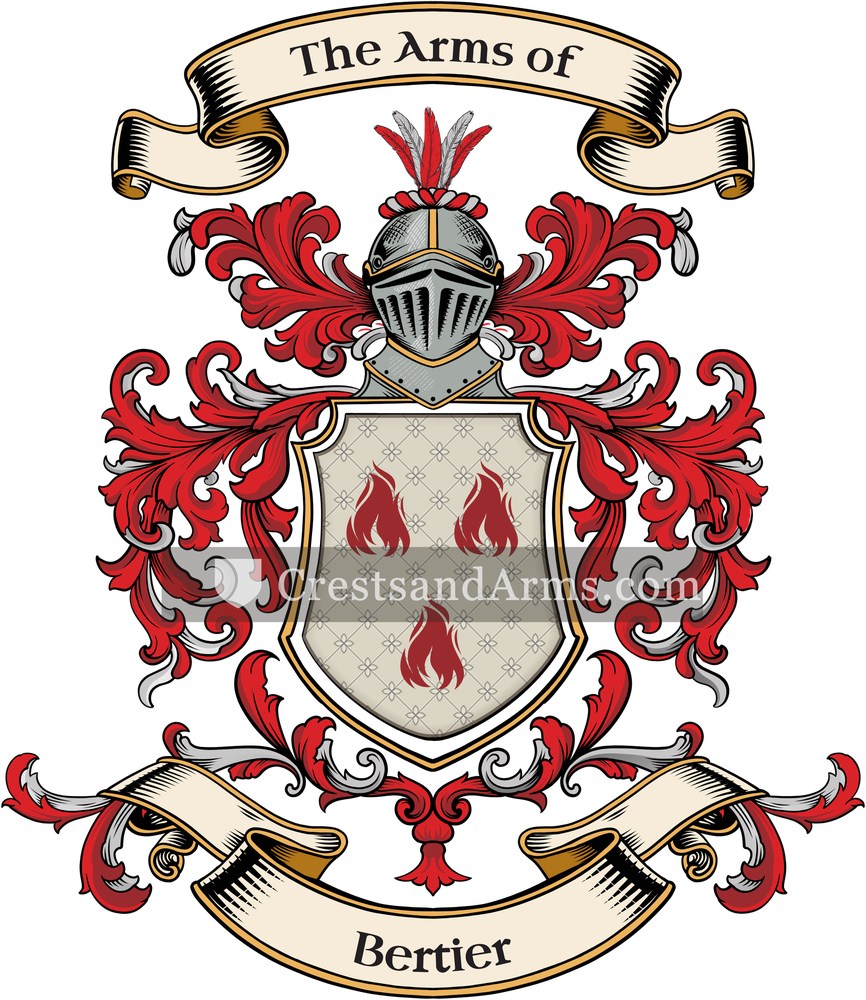 The Bertier coat of arms, drawn from the recorded blazon