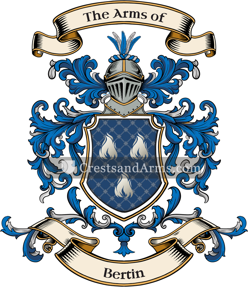 The Bertin coat of arms, drawn from the recorded blazon