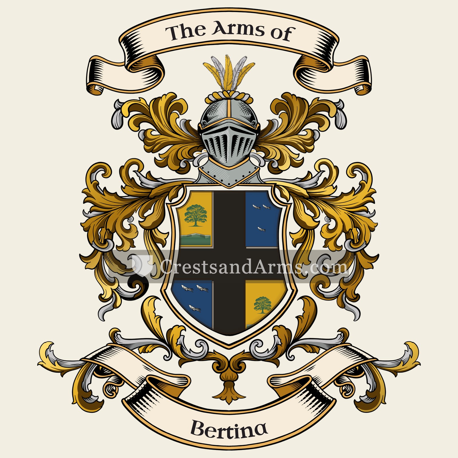 The Bertina coat of arms, drawn from the recorded blazon