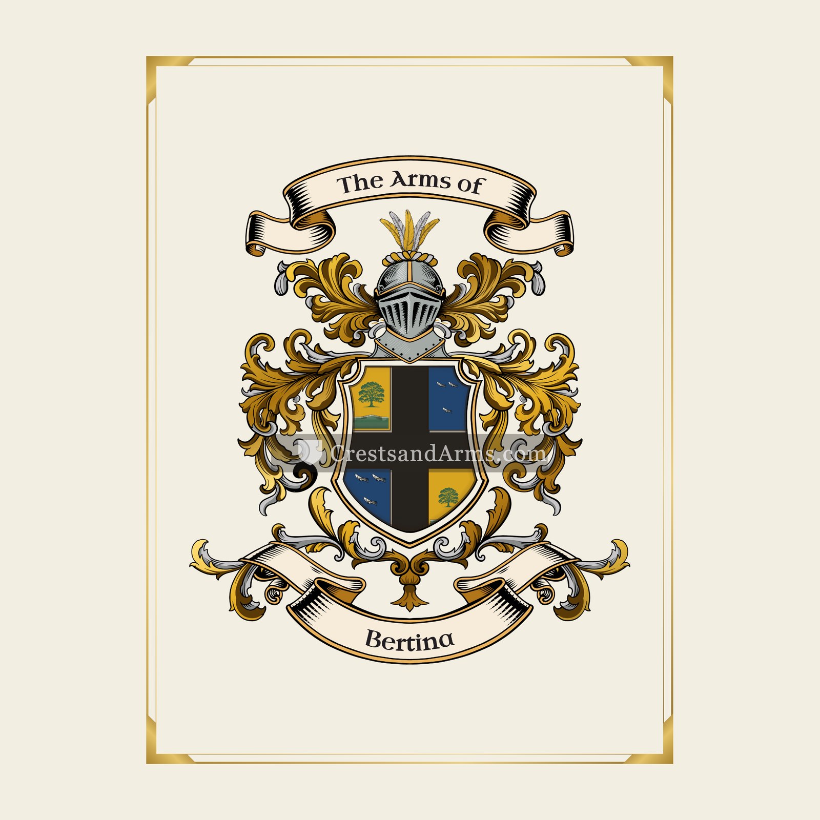 With gold border