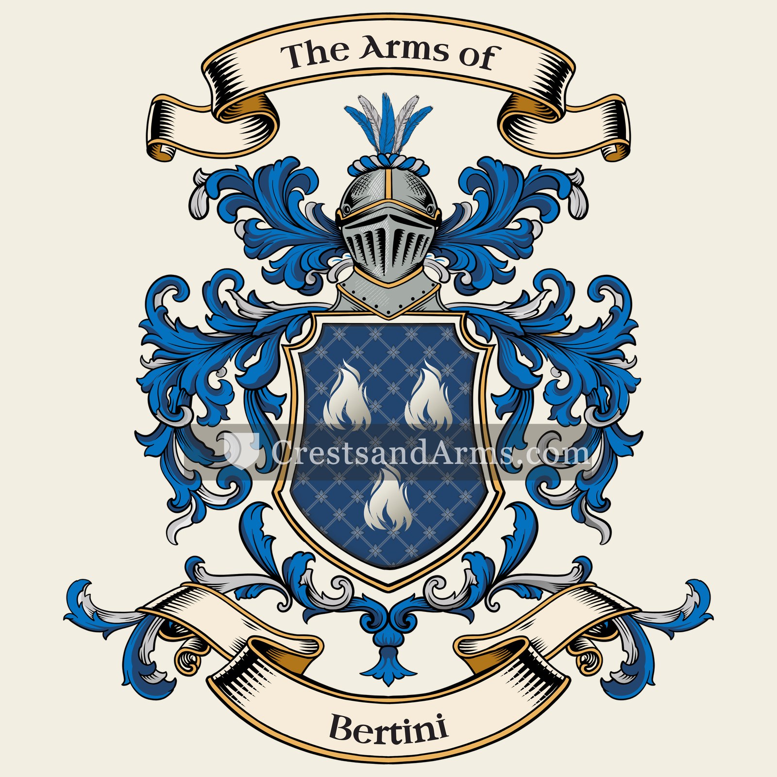 The Bertini coat of arms, drawn from the recorded blazon