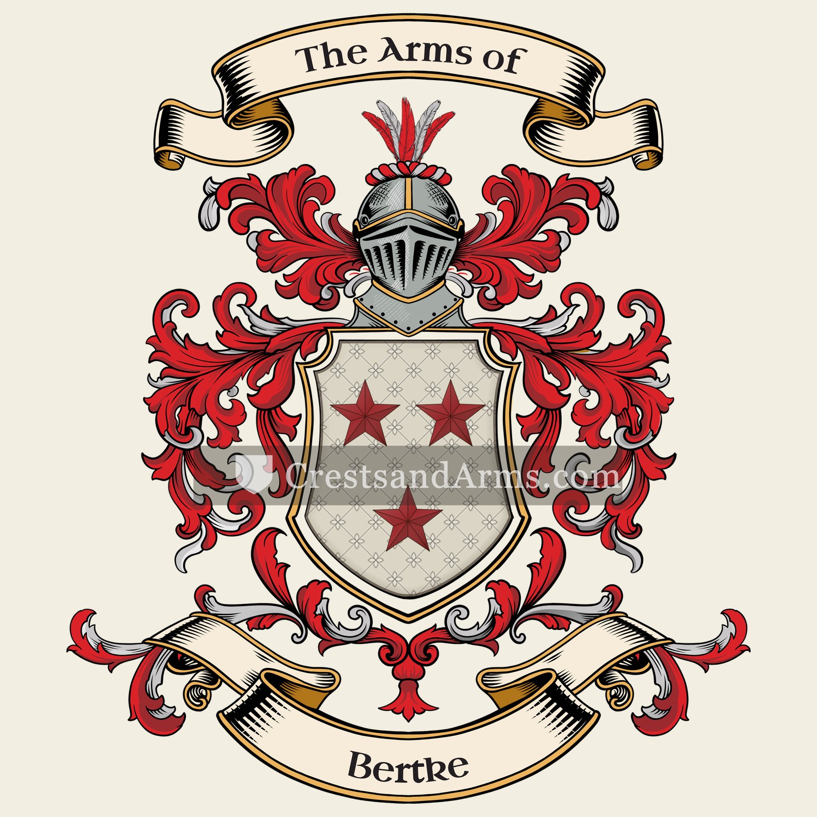 The Bertke coat of arms, drawn from the recorded blazon