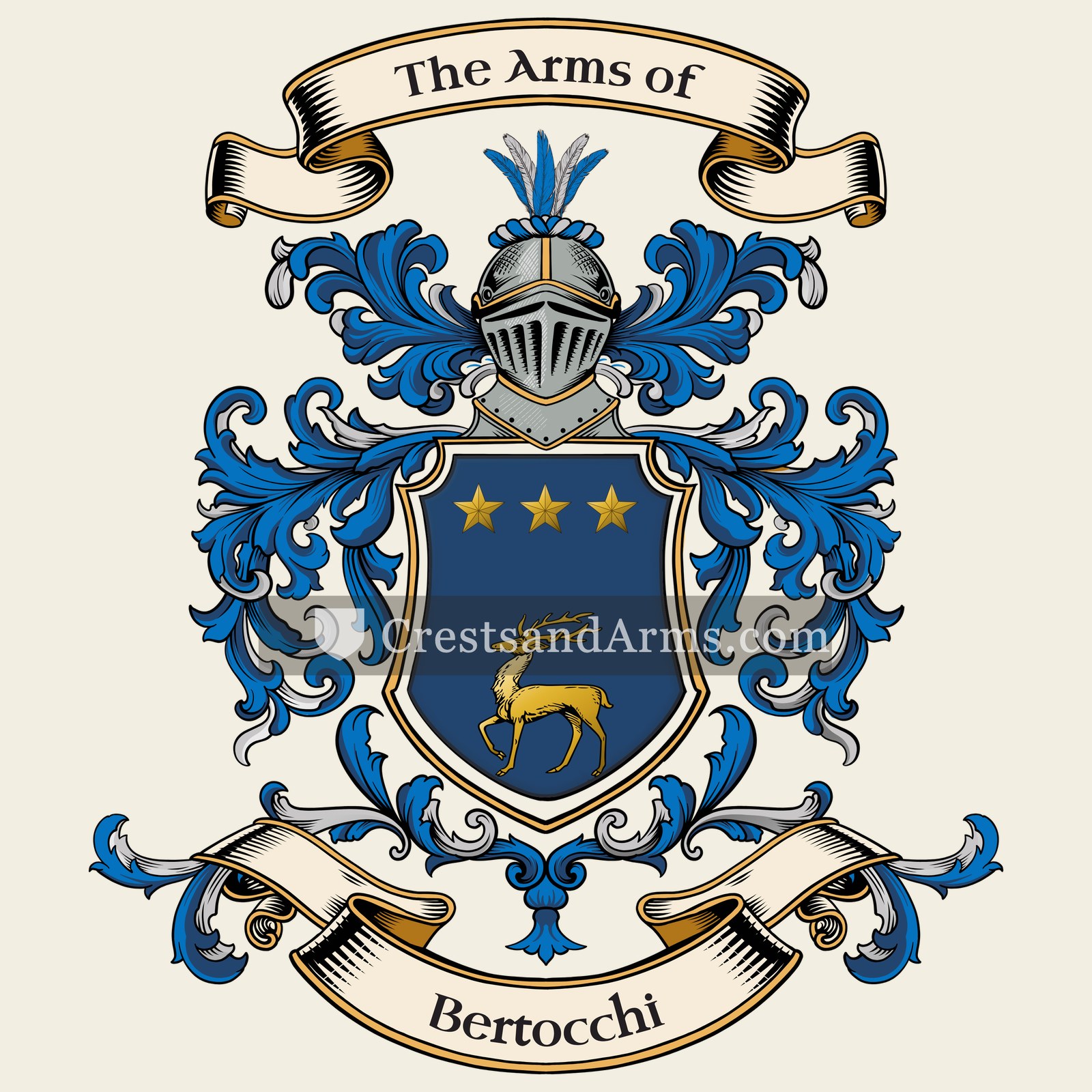 The Bertocchi coat of arms, drawn from the recorded blazon