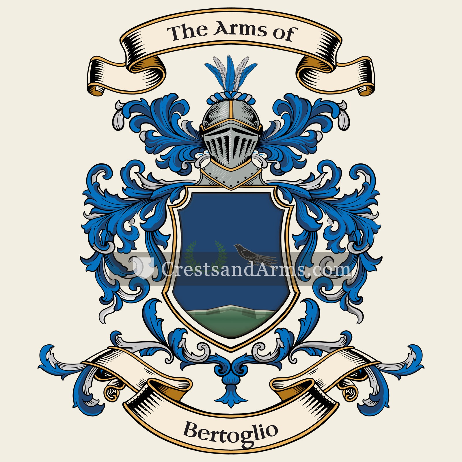 The Bertoglio coat of arms, drawn from the recorded blazon