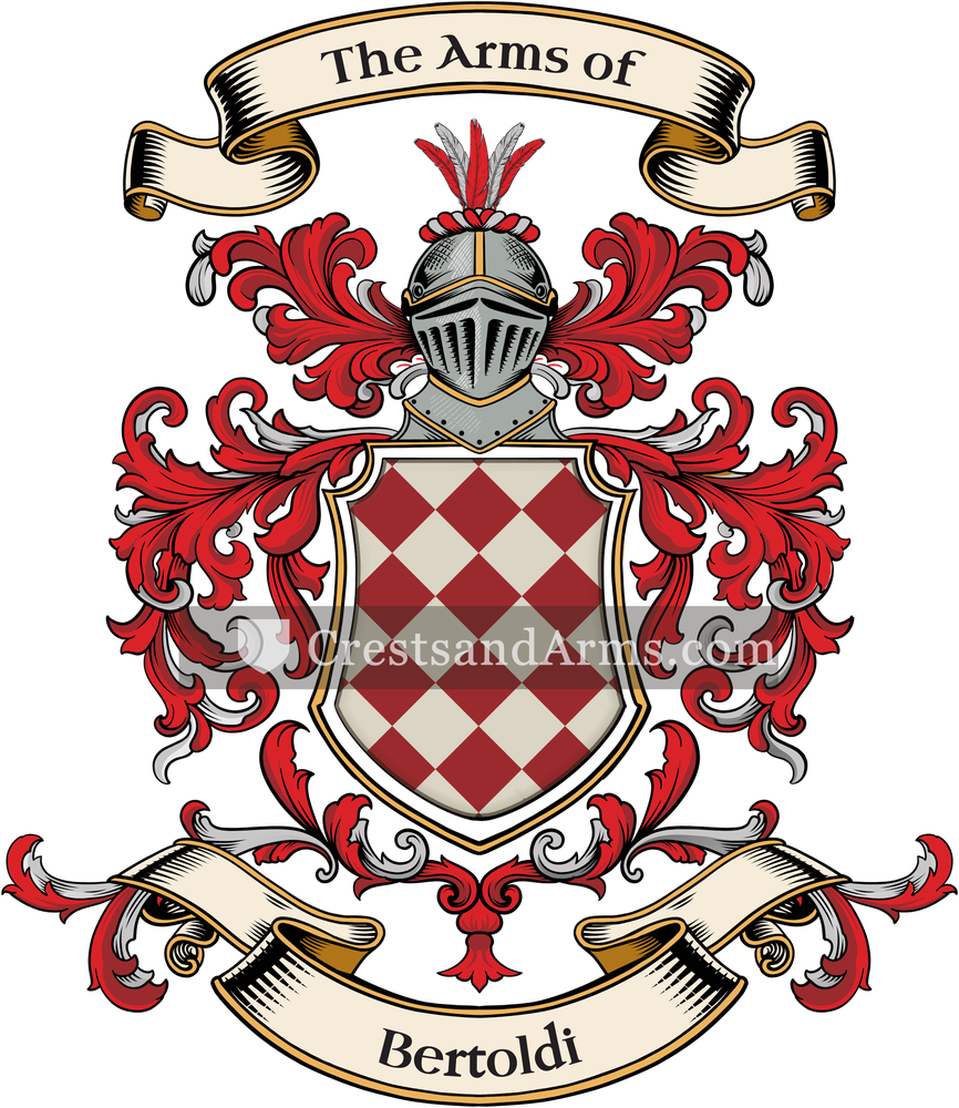 The Bertoldi coat of arms, drawn from the recorded blazon